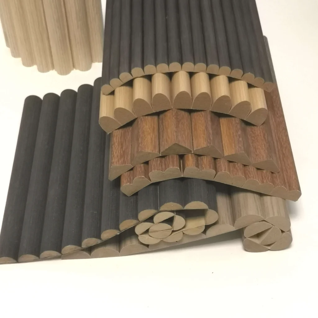 Close up of Custom MDF Flexible Wood Wall Panels for Commercial Interiors showing texture