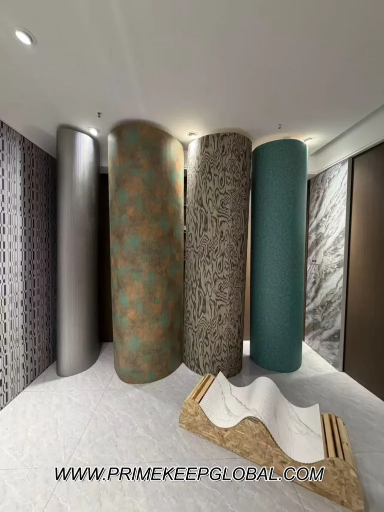 Flexible solid wood panel column wrap for interior design